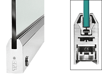 C.R. Laurence CRL Polished Stainless 4&quot; Tapered Style Door Rail with Lock for 3/8&quot; Glass - Custom Length | DR4TPS38CL