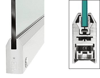 C.R. Laurence CRL Satin Anodized 4&quot; Custom Length Tapered Style Door Rail with Lock for 3/4&quot; Glass | DR4TSA34CL