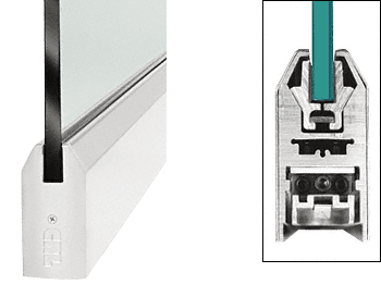 C.R. Laurence CRL Satin Anodized 4&quot; Tapered Style Door Rail without Lock for 3/8&quot; Glass - Custom Length | DR4TSA38C