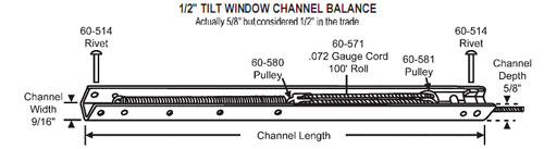 Window Channel Balance, Tilt, Stamped 4310 or 43A - 44&quot;
 | 62431