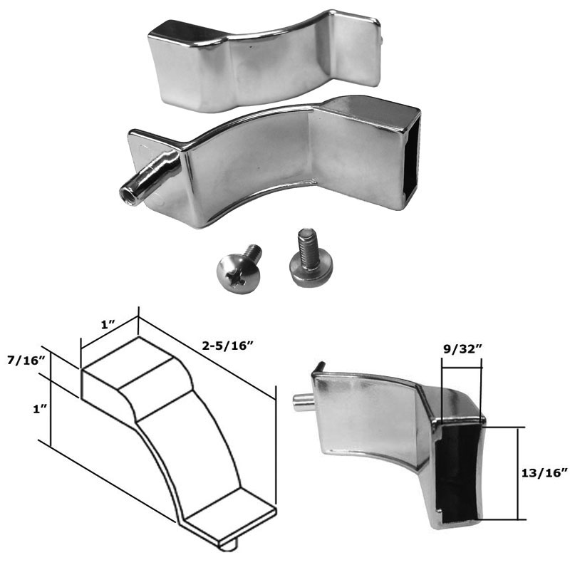 Polished Chrome Sliding Shower Door and Tub Enclosure Towel Bar Brackets - Set of 2 | TOBACH
