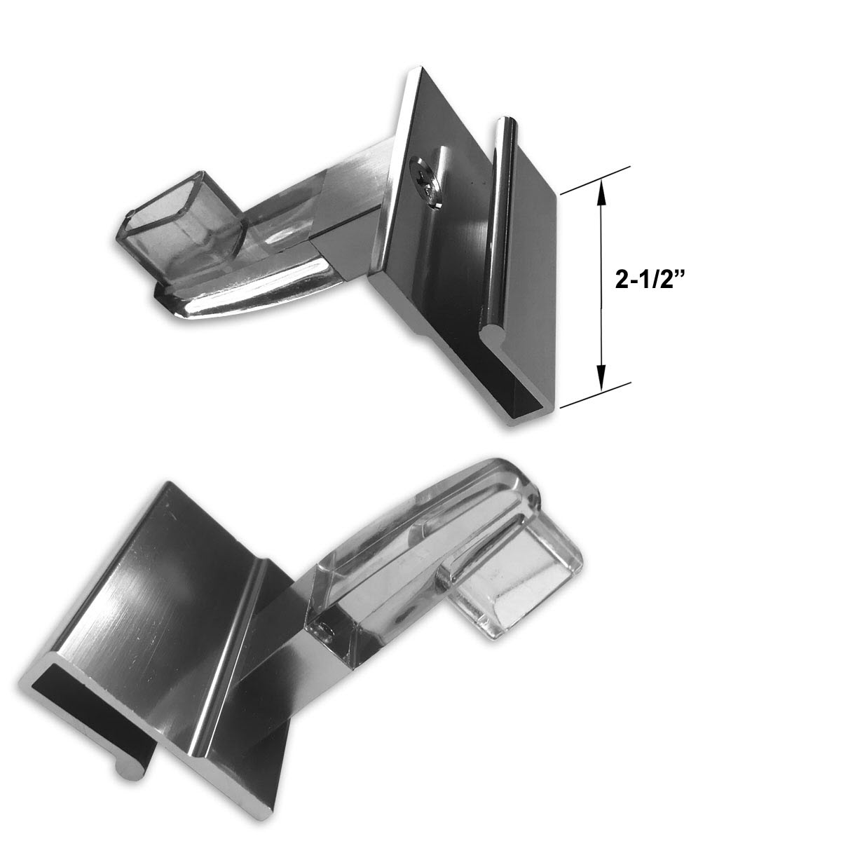 Gordon Glass™ Chrome Finish Towel Bar Base Brackets and Clear Acrylic Brackets for Frameless Shower Doors 1/8&quot;, 5/32&quot;, 3/16&quot;  and 1/4&quot; Thick Glass - Pack of 2 | SPBTF