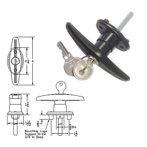 Truck Cap Locking T-Handle | Truck Topper T-Handle | Camper Shell T Handle Lock | TC311CW