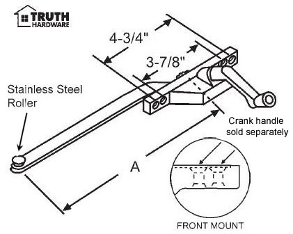 TechnologyLK STB Casement Window Operator, Right Hand, Front Mount, Stainless Steel Roller, Aluminum, 11&quot; Long Arm | 362237