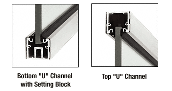 C.R. Laurence CRL Custom Length Satin Anodized &quot;U&quot; Channel with Roll-In Top Load Gasket | UCSA3812CL