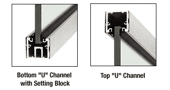 C.R. Laurence CRL Custom Length Polished Stainless Steel &quot;U&quot; Channel with Roll-In Top Load Gasket | UCBS3812CL