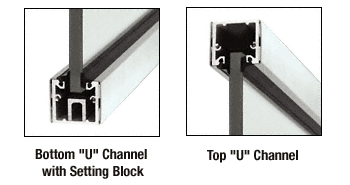 C.R. Laurence CRL Custom Length Polished Stainless Steel &quot;U&quot; Channel with Roll-In Top Load Gasket | UCPS3812CL