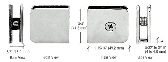 CRL Polished Nickel Oversized Fixed Panel U-Clamp | UC79PN