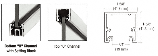 C.R. Laurence CRL 240&quot; Satin Anodized &quot;U&quot; Channel with Roll-In Top Load Gasket | UCSA3812240