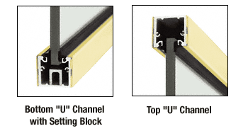 C.R. Laurence CRL Custom Length Satin Brass &quot;U&quot; Channel with Roll-In Top Load Gasket | UCSB3812CL