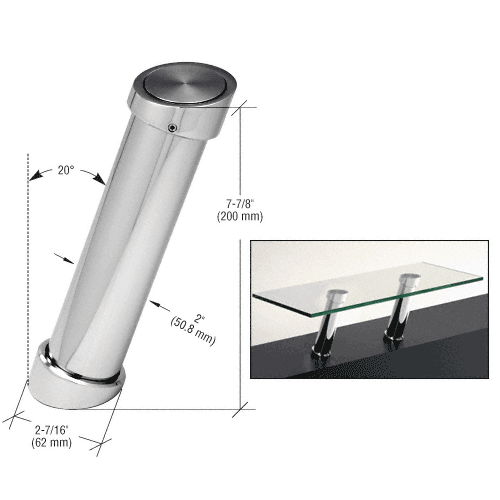 C.R. Laurence CRL Chrome 7-7/8&quot; UV Bonded Angled Countertop Support | UV0135