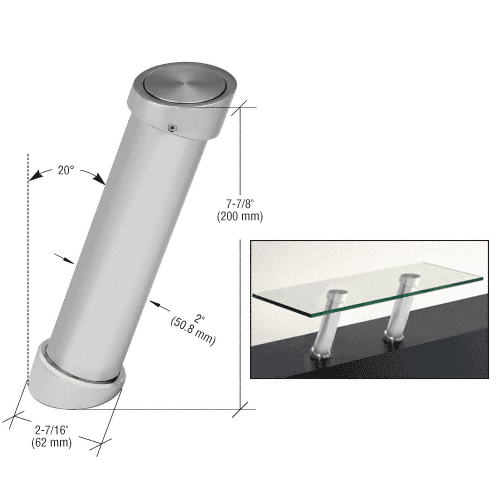 C.R. Laurence CRL Satin Chrome 7-7/8&quot; UV Bonded Angled Countertop Support | UV0136
