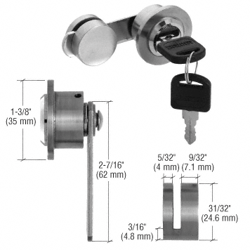 C.R. Laurence CRL Brushed Stainless UV Bond Lock for Double Glass Doors | UV4102BS