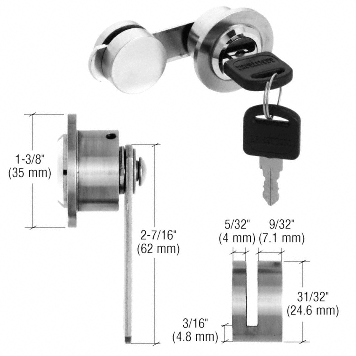 C.R. Laurence CRL Polished Stainless UV Bond Lock for Double Glass Doors | UV4102PS