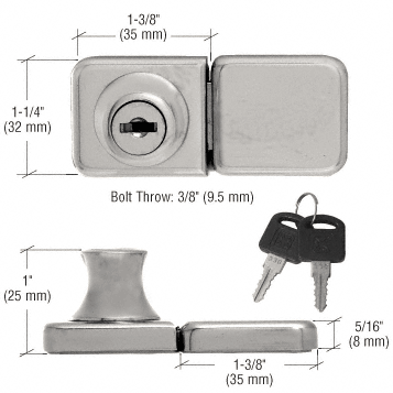 C.R. Laurence CRL Brushed Nickel UV Bond Classic Series Glass Door Lock and Keeper for Double Doors | UV417BN