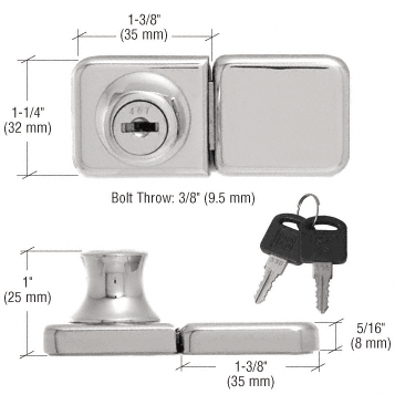 C.R. Laurence CRL Chrome UV Bond Classic Series Glass Door Lock and Keeper for Double Doors | UV417CH