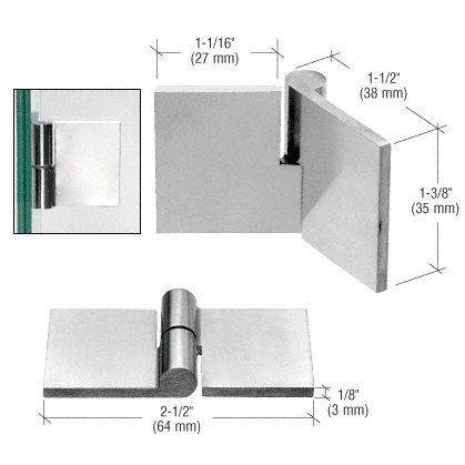 C.R. Laurence CRL Polished Aluminum Right Hand UV Bond Glass-to-Glass Hinge | UV6265