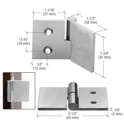 C.R. Laurence CRL Polished Aluminum UV Bond RH Glass-to-Wood Hinge | UV6266