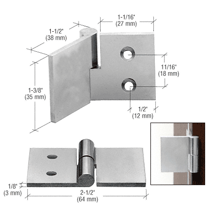C.R. Laurence CRL Polished Aluminum UV Bond LH Glass-to-Wood Hinge | UV6268