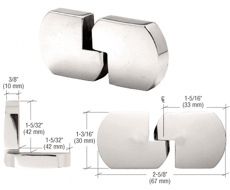 C.R. Laurence CRL Polished Nickel UV Bond Curved Left Handed Glass-to-Glass Hinge | UVCK12PN