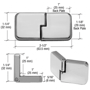 C.R. Laurence CRL Brushed Nickel UV Bond Classic Series Glass Door Hinge | UVHG3BN