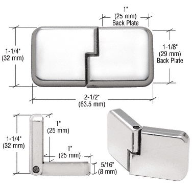 C.R. Laurence CRL Chrome UV Bond Classic Series Glass Door Hinge | UVHG3CH