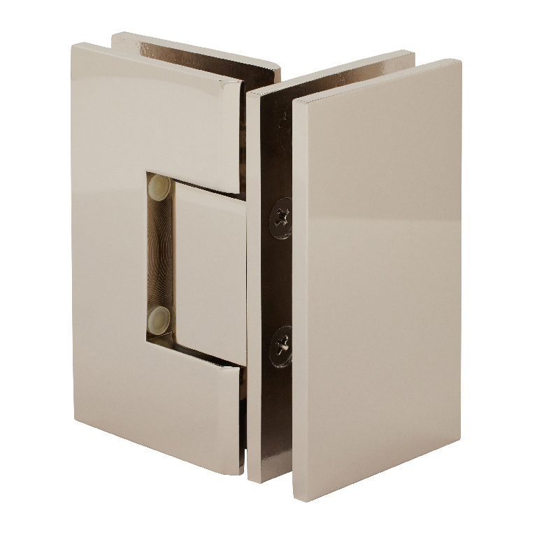 CRL Vienna 092 Series Polished Nickel 90&amp;#176; Glass-to-Glass Hinge | V1E092PN