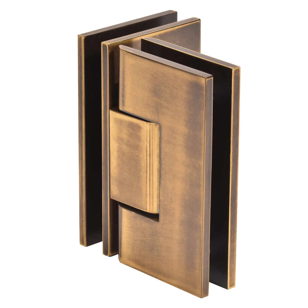 CRL Vienna 092 Series Vintage Brass 90&amp;#176; Glass-to-Glass Hinge | V1E092VBR