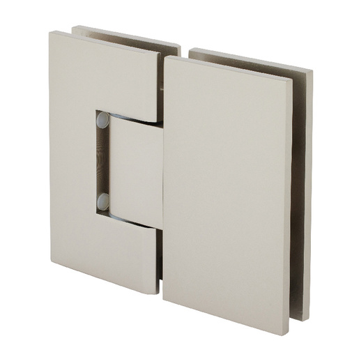 CRL Satin Nickel Vienna 380 Series Adjustable 180 Degree Glass-to-Glass Hinge | V1E380SN