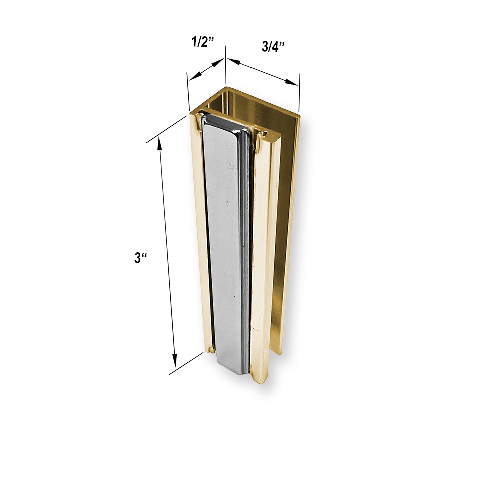 3&quot; Brushed Nickel Universal Frameless Shower Door U-Channel with 2&quot; Magnet  | VGMGD