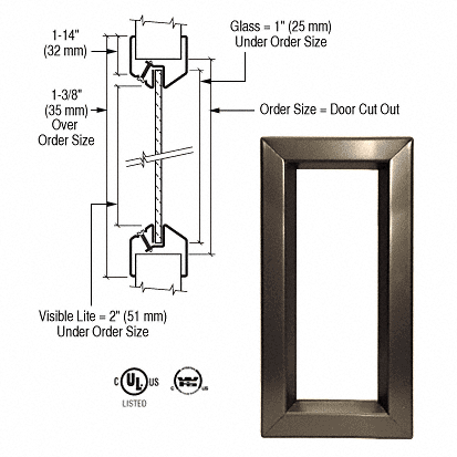 CRL 7&quot; x 22&quot; Door Vision Lite  | VLFEZ7X22