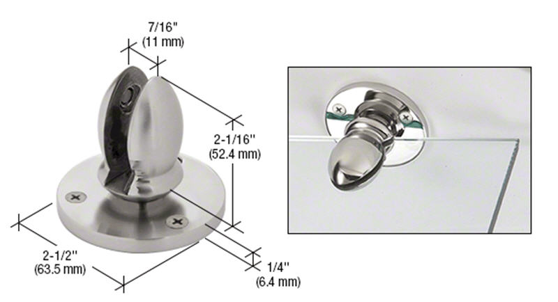 CRL Brushed Stainless Vertical Clamp for 3/8&quot; Panels 

CRL 1&quot; Adjustable Standoff Base


 | VPC38BS