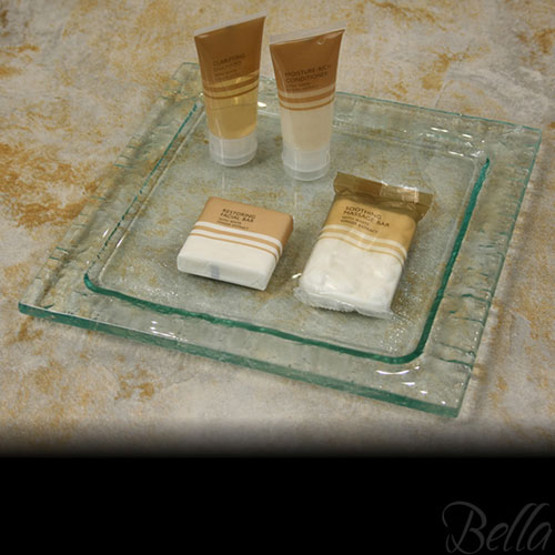 Venetian Cast Glass Square Platter - Brush Edge Series - Large | VCG1073ML