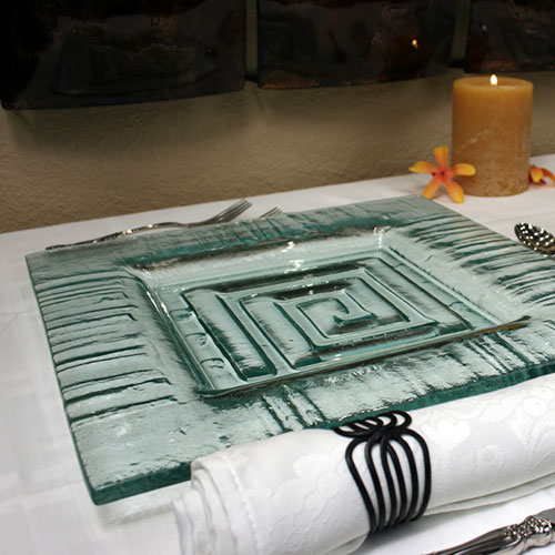 Venetian Cast Glass Square Platter - Aztec Series - Medium | VCG1112ML