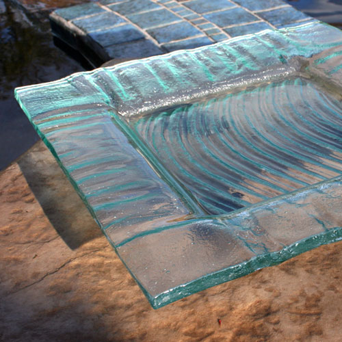 Venetian Cast Glass Square Platter - Brush Series - Medium | VCG1122ML