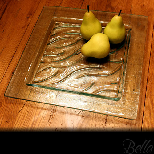 Venetian Cast Glass Square Platter - River Inset Series - Medium | VCG1132ML