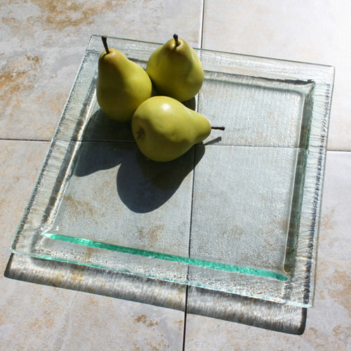 Venetian Cast Glass Square Platter - Rafia Edge Series - Large | VCG1193ML