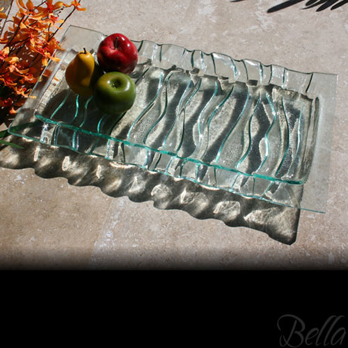 Venetian Cast Glass Rectangle Platter - Deep Safari Series - Medium | VCG2012ML