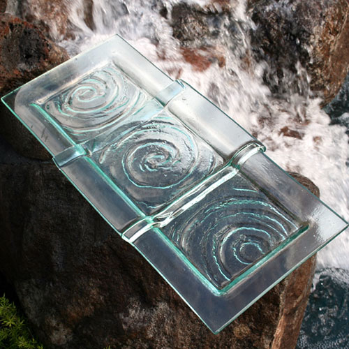 Venetian Cast Glass Rectangle Platter - Triple Storm Series | VCG2171ML
