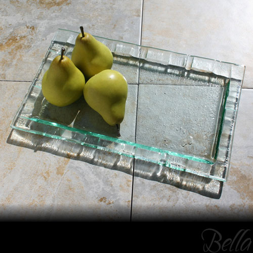 Venetian Cast Glass Rectangle Platter - Notch Edge Series - Small | VCG2251ML