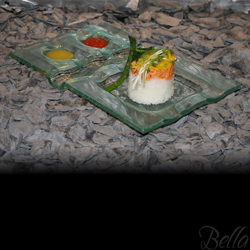 Venetian Cast Glass Sushi Platter - Wavy Split Series | VCG5711