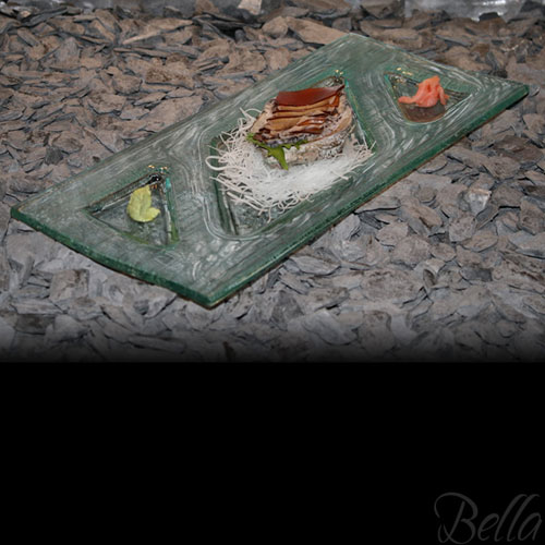 Venetian Cast Glass Sushi Platter - Triangle Ends Series | VCG5761