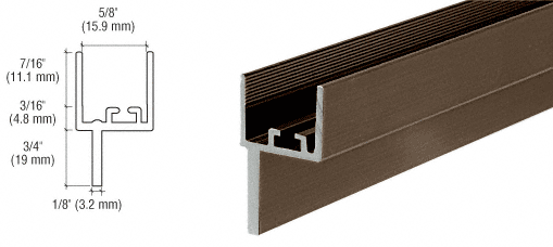 C.R. Laurence CRL 5/8&quot; Bronze Anodized Insulating Glass Window Adapter - 3/4&quot; Leg - 12 ft long | WA150BRZ