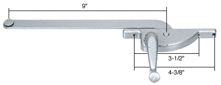 Strybuc Industries CRL Right Hand Casement Window Operator Aluminum Finish with 9&quot; Arm for Thorne Windows | WCM628RH