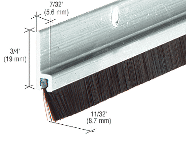 C.R. Laurence Aluminum and Nylon Door 11/32&quot; Bristle Weatherstrip - 72 in long | WS257AV72