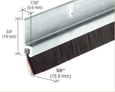 Aluminum Anodized and Nylon Door 5/8&quot; Bristle Weatherstrip - 96 in long | WS377AV96