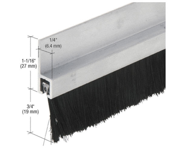 Aluminum and Nylon Door 1&quot; Bristle Weatherstrip - 96 in long | WS497AV96