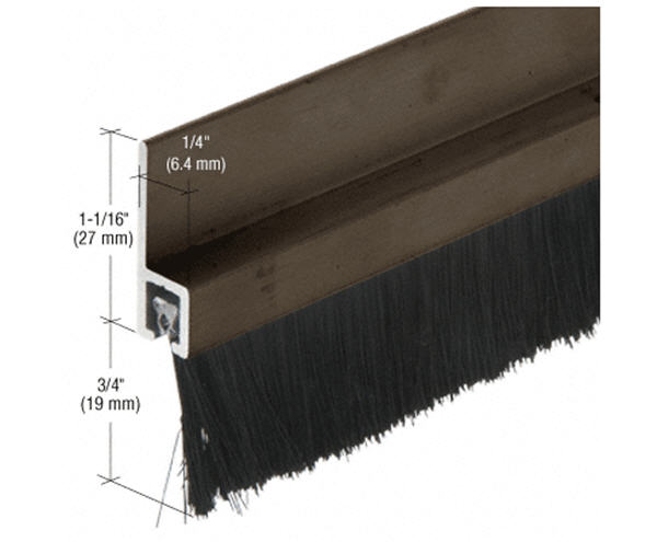 Dark Bronze Anodized and Nylon Door 1&quot; Bristle Weatherstrip - 96 in long | WS497DV96