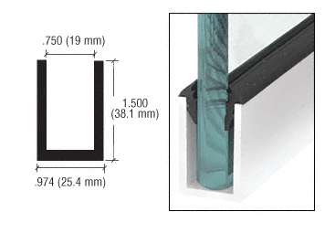 C.R. Laurence CRL Brite Brushed Anodized Wet Glaze 1-1/2&quot; Deep &quot;U&quot; Channel Custom Length | WU1BBACL