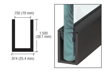 C.R. Laurence CRL Black Wet Glaze 1-1/2&quot; Deep &quot;U&quot; Channel Custom Length | WU1BLCL